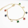 Stainless Steel 18K Gold Star Shaped Cubic Zirconia Charms Bracelet