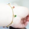 Stainless Steel 18K Gold Star Shaped Cubic Zirconia Charms Bracelet