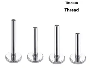6Pcs/Lot G23 Titanium Labret 16G 18G Internal Thread Labret Bar Flat Back Disc Septum Ear Lips Nose Piercing Part Accessories Steel