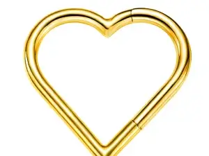 G23 Titanium Heart Nose Ring Daith Piercing Jewelry Rook Hoop Tragus Clicker Cartilage Helix Earring for Women 16G Gold