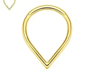 G23 Titanium Teardrop Nose Ring Septum Daith Tragus Helix Earrings Piercing Jewelry for Women Men Gold