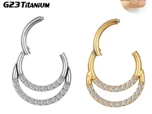 1PC Titanium Piercing Hinged Nose Septum Hoop Zircon Helix Daith Cartilage Earrings Clicker for Women