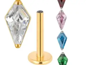 1PC Titanium Zircon Threaded Ear Cartilage Tragus Earrings Lip Stud Helix Piercing Jewelry with bar 1.2*8mm